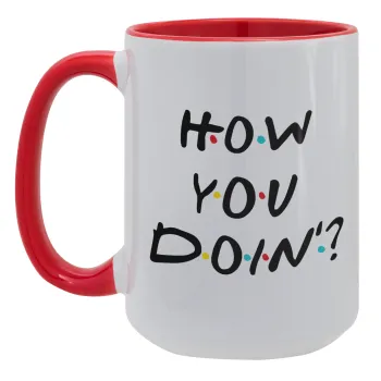 Friends How You Doin'?, Κούπα Mega 15oz, κεραμική Κόκκινη, 450ml