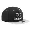 Adult Flat Snapback Hat Black/Grey, (100% COTTON TWILL, ADULT, UNISEX, ONE SIZE)