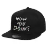Children's Flat Snapback Hat, Black (100% COTTON, CHILD, UNISEX, ONE SIZE)