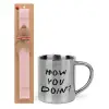 Easter Set, metallic thermal cup (300ml) & aromatic flat Easter candle (30cm) (PINK)