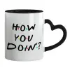Mug heart black handle, ceramic, 330ml