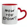 Mug heart red handle, ceramic, 330ml