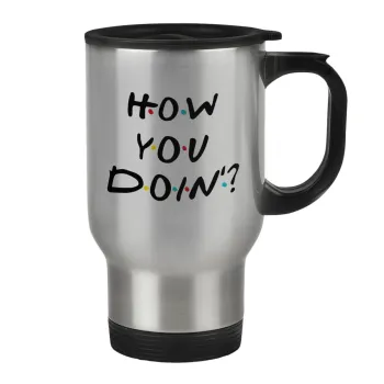 Friends How You Doin'?, Κούπα ταξιδιού ανοξείδωτη με καπάκι, διπλού τοιχώματος (θερμό) 450ml