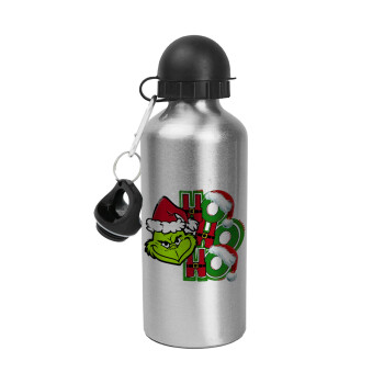 Grinch ho ho ho, Metallic water jug, Silver, aluminum 500ml