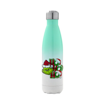 Grinch ho ho ho, Metal mug thermos Green/White (Stainless steel), double wall, 500ml