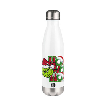 Grinch ho ho ho, Metal mug thermos White (Stainless steel), double wall, 500ml