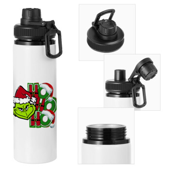 Grinch ho ho ho, Metal water bottle with safety cap, aluminum 850ml