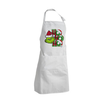 Grinch ho ho ho, Adult Chef Apron (with sliders and 2 pockets)