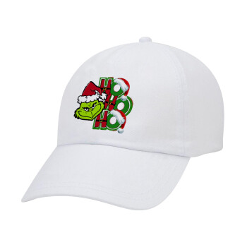 Grinch ho ho ho, Καπέλο ενηλίκων Jockey Λευκό (snapback, 5-φύλλο, unisex)