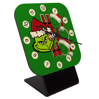 Grinch ho ho ho, Επιτραπέζιο ρολόι σε φυσικό ξύλο (10cm)