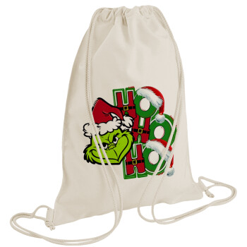 Grinch ho ho ho, Τσάντα πλάτης πουγκί GYMBAG natural (28x40cm)