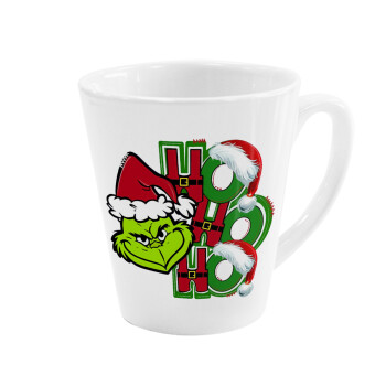 Grinch ho ho ho, Κούπα κωνική Latte Λευκή, κεραμική, 300ml