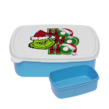 Grinch ho ho ho, ΜΠΛΕ παιδικό δοχείο φαγητού (lunchbox) πλαστικό (BPA-FREE) Lunch Βox M18 x Π13 x Υ6cm