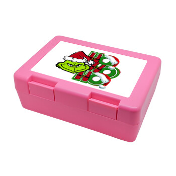 Grinch ho ho ho, Children's cookie container PINK 185x128x65mm (BPA free plastic)