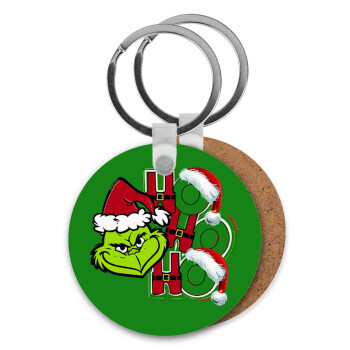 Grinch ho ho ho, Μπρελόκ Ξύλινο στρογγυλό MDF Φ5cm