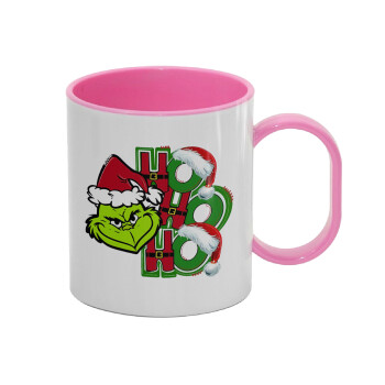 Grinch ho ho ho, Κούπα (πλαστική) (BPA-FREE) Polymer Ροζ για παιδιά, 330ml