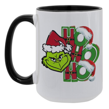 Grinch ho ho ho, Κούπα Mega 15oz, κεραμική Μαύρη, 450ml