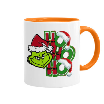 Grinch ho ho ho, Mug colored orange, ceramic, 330ml