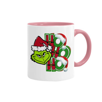 Grinch ho ho ho, Mug colored pink, ceramic, 330ml
