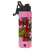 Metallic water bottle with safety lid, 850ml aluminum