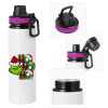 Metallic water bottle with safety lid, 850ml aluminum