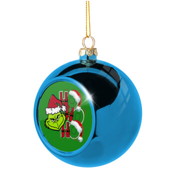 Grinch ho ho ho, Blue Christmas tree ball ornament 8cm
