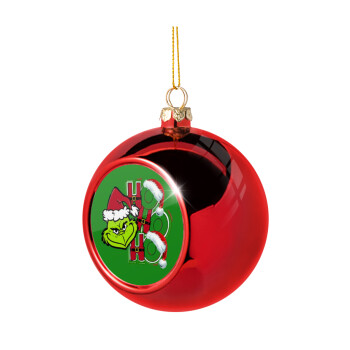 Grinch ho ho ho, Χριστουγεννιάτικη μπάλα δένδρου Κόκκινη 8cm