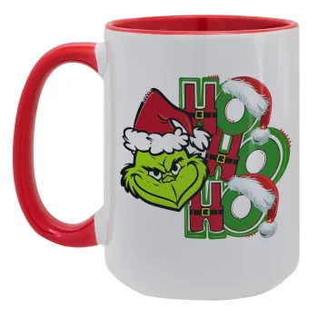Grinch ho ho ho, Κούπα Mega 15oz, κεραμική Κόκκινη, 450ml