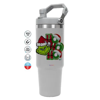 Grinch ho ho ho, ΓΚΡΙ χρώματος Θερμός Ανοξείδωτο 890ml (30oz) με χερούλι