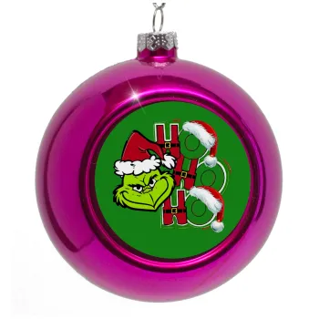Grinch ho ho ho, Purple Christmas tree ornament bauble 8cm