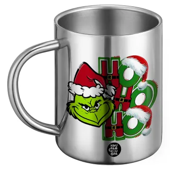 Grinch ho ho ho, Ανοξείδωτη Μεταλλική Κούπα 450ml - Διπλού Τοιχώματος