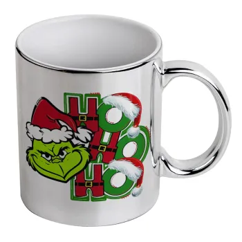 Grinch ho ho ho, Κούπα κεραμική, ασημένια καθρέπτης, 330ml