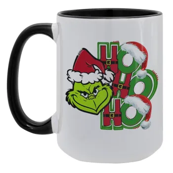 Grinch ho ho ho, Κούπα Mega 15oz, κεραμική Μαύρη, 450ml