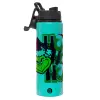 Metallic water bottle with safety lid, 850ml aluminum