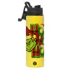 Metallic water bottle with safety lid, 850ml aluminum