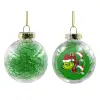 Στολίδι Χριστουγεννιάτικη μπάλα δένδρου διάφανη με πράσινο γέμισμα 8cm