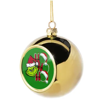 Grinch ho ho ho, Golden Christmas tree ball ornament 8cm