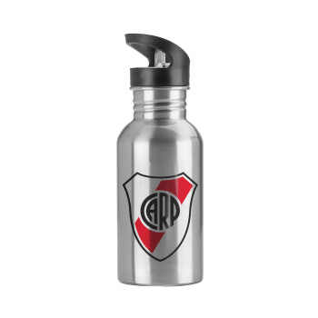 River Plate, Water bottle Silver with straw, stainless steel 600ml