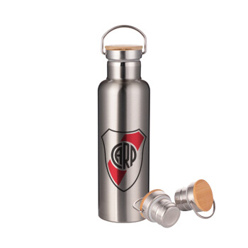 River Plate, Stainless steel Silver with wooden lid (bamboo), double wall, 750ml