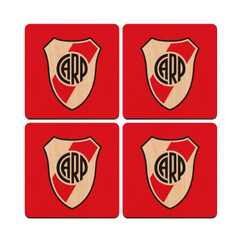 River Plate, ΣΕΤ x4 Σουβέρ ξύλινα τετράγωνα plywood (9cm)