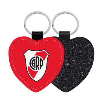 River Plate, Μπρελόκ PU δερμάτινο glitter καρδιά ΜΑΥΡΟ