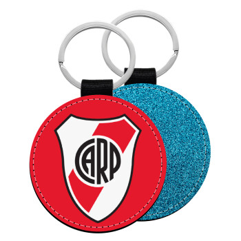 River Plate, Μπρελόκ Δερματίνη, στρογγυλό ΜΠΛΕ (5cm)