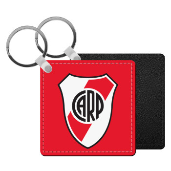 River Plate, Μπρελόκ Δερματίνη, τετράγωνο ΜΑΥΡΟ (5x5cm)