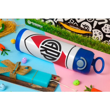 River Plate, Easter candle, Childrens hot water bottle, stainless steel, with safety straw, BLUE (500ml)