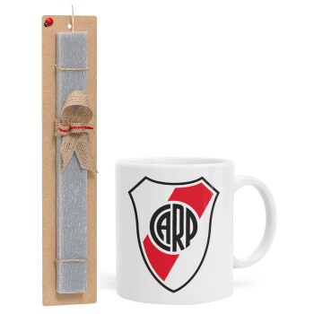 River Plate, Πασχαλινό Σετ, Κούπα κεραμική (330ml) & πασχαλινή λαμπάδα αρωματική πλακέ (30cm) (ΓΚΡΙ)