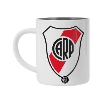 River Plate, Λευκή Ανοξείδωτη Μεταλλική Κούπα 450ml - Διπλού Τοιχώματος 