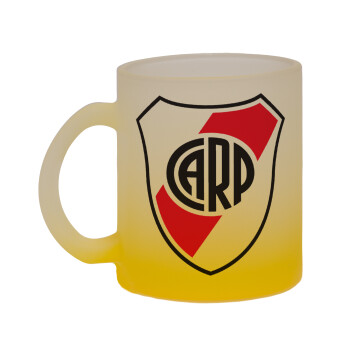 River Plate, Κούπα γυάλινη δίχρωμη με βάση το κίτρινο ματ, 330ml