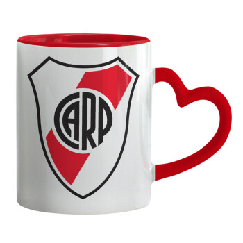 River Plate, Mug heart red handle, ceramic, 330ml