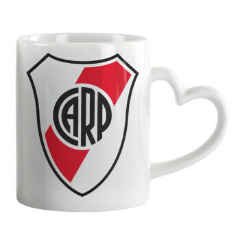 River Plate, Κούπα καρδιά χερούλι λευκή, κεραμική, 330ml