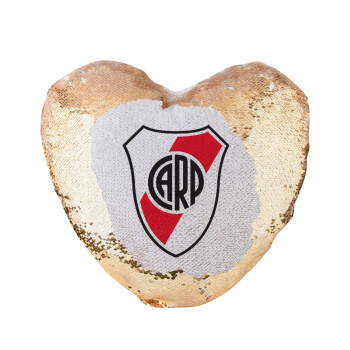 River Plate, Μαξιλάρι καναπέ καρδιά Μαγικό Χρυσό με πούλιες 40x40cm περιέχεται το  γέμισμα